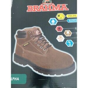 9 Mens  Work Boot BRAHMA, Waterproof Sueded, Bravo Brown Leather Steel Toe